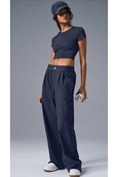 HepsitrentStore Dark Navy Blue Color Elastic Waist Jogger Casual Pants