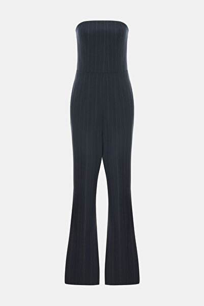 W Collection LACİVERT STRAPLEZ ÇİZGİLİ TULUM