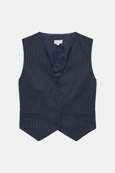 W Collection LACİVERT V YAKA DÜĞMELİ YELEK