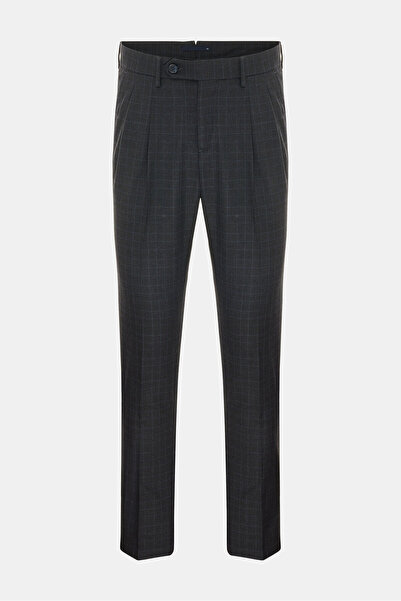 W Collection LACİVERT BORU PAÇA EKOSE PANTOLON