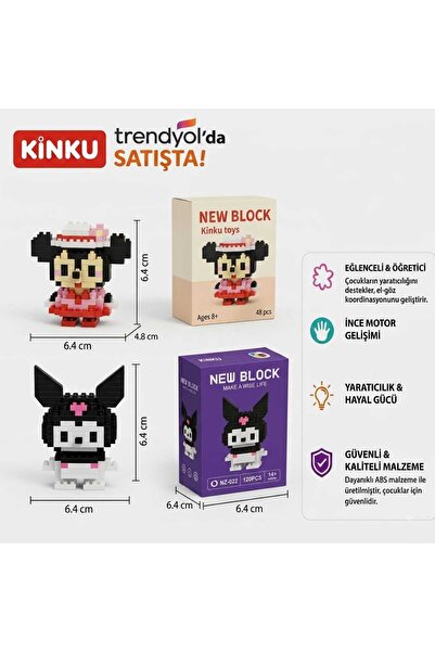 KİNKU Kuromı - Miki Mouse Mini 3D Puzzle / Sevimli Figür / 2'Li Eğlenceli Set...