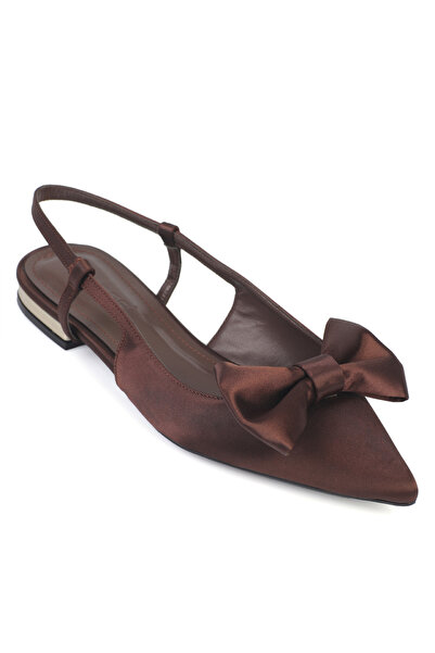 Capone Outfitters Ania Pointed Toe Satin Open Back Women's Ballerinas