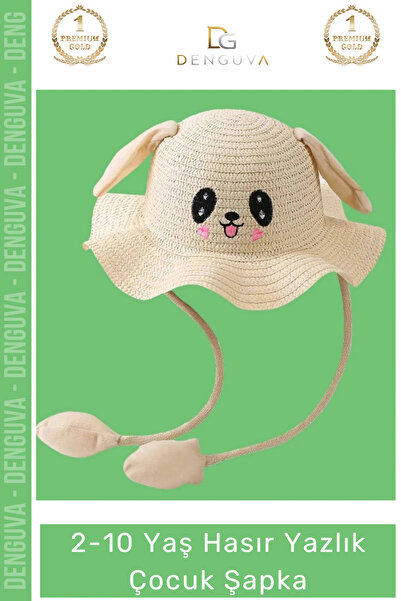 Denguva # Fun Beach Sun Straw Summer Hat for Kids with Organic Rabbit Figure ...