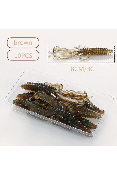Choice brown 10pcs Silicone Soft Bait Lobster Fishing Bait 8cm Sunken Shrimp ...
