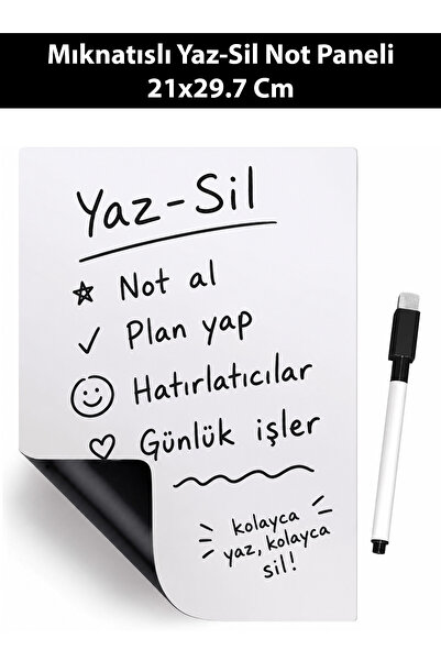 Tutunabilir Kağıt A4 Boyut Mıknatıslı Yaz-Sil Not Paneli – Buzdolabı İçin (Ka...
