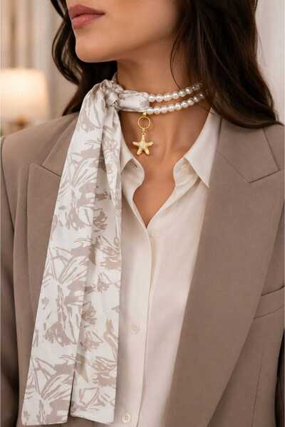 Ivory Pearl Pearl Necklace,Pearl Scarf Necklace,Scarf,Bag Scarf,Bag Charm,Mul...