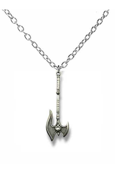 Herşey Nota Viking Battle Axe Figured Necklace – Zamak Plated Unisex Gothic A...