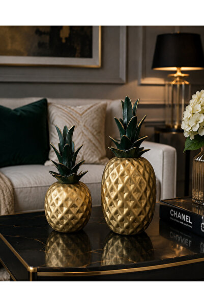 SZN DEKOR İkili gold ananas biblo,ev ofis dekorasyonu ,masa dekoru