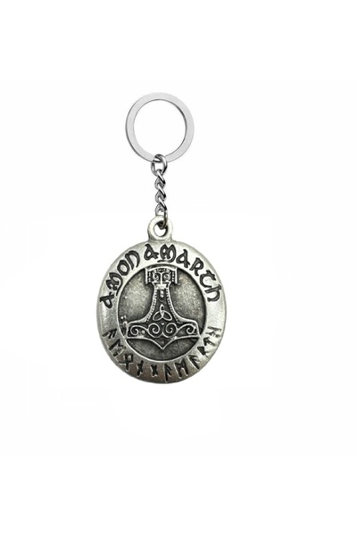Herşey Nota Amon Amarth Metal Keychain – Viking Themed Metal Fan Accessory