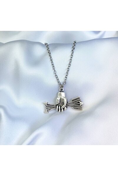 Herşey Nota Archer Arrow Holding Hand Silver Necklace