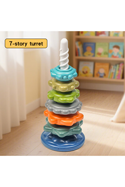 choice2 7 floors Rainbow Twist and Stack Colorful Nesting Rings 1-3 Year Old ...