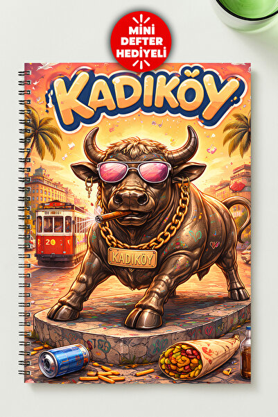 BLACKONECLASS Kadiköy Boğasi A5 Metal Spiral Unlined Thick Bristol Cover Kadi...