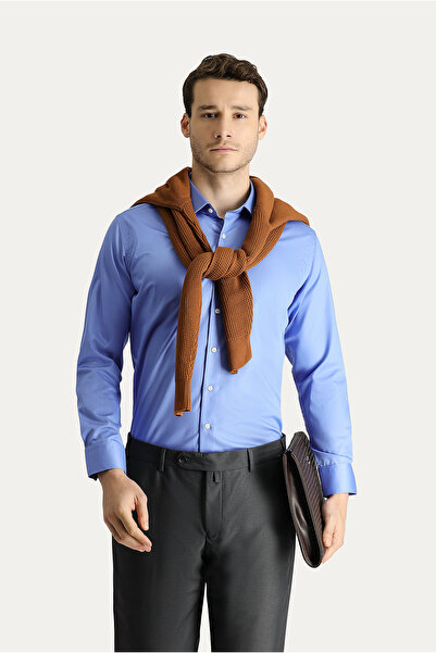 Kiğılı Long Sleeve Slim Fit Slim Fit Non Iron Satin Cotton Shirt