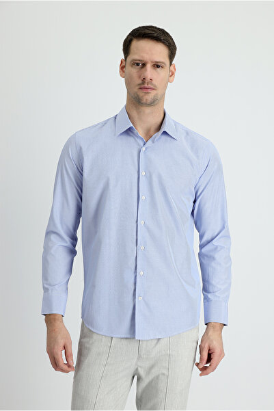 Kiğılı Long Sleeve Slim Fit Slim Fit Classic Striped Cotton Easy-Iron Shirt