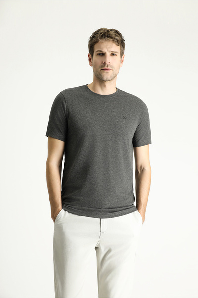 Kiğılı Tricou din bumbac cu guler rotund, croială slim, din jerseu simplu