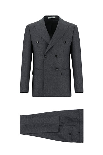 Kiğılı 7 Drop Slim Fit Dar Kesim Desenli Kruvaze Takım Elbise