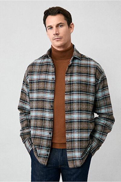 Kiğılı Long Sleeve Oversized Extra Comfortable Cut Plaid Cotton Lumberjack Wi...