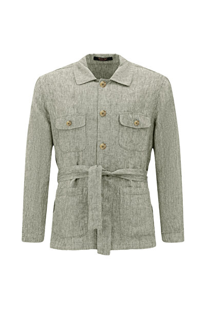 Abdullah Kiğılı 6 Drop Regular Fit Standard Cut Belted Linen Jacket