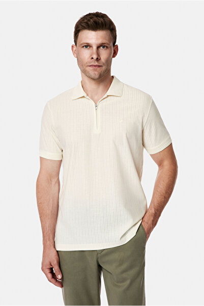 Abdullah Kiğılı Regular Fit Zippered Polo Collar 100% Cotton Patterned Embroi...