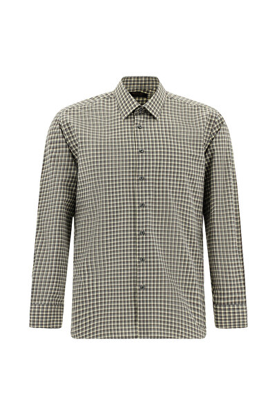 Abdullah Kiğılı Long Sleeve Slim Fit Slim Fit Cotton Plaid Shirt