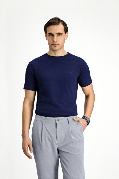 Kiğılı Crew Neck Slim Fit Slim Fit Cotton T-Shirt