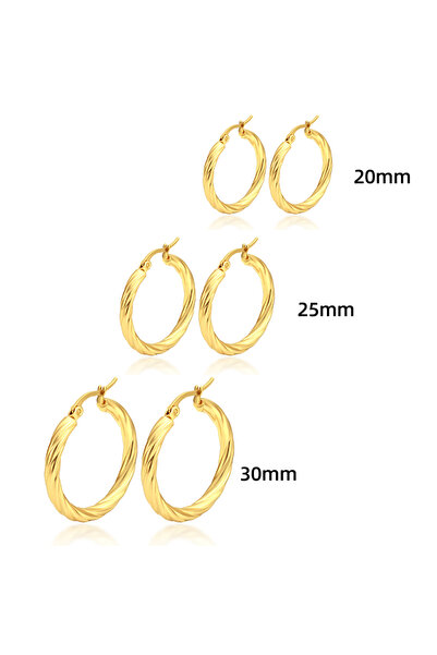 Choice 3pair Gold 3pair Vintage Twisted Hoop Earrings for Women Gold Plated S...