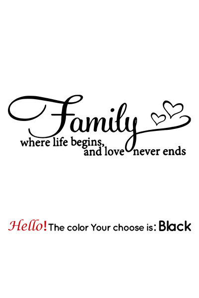 Choice4 L 42cmX14cm black Family Where Life Love Wall Art Decal Wall Stickers...