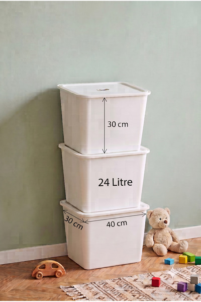 decosense 3 Pieces of Ultra Large 24 Liter 40X30X30 cm Polypropylene Plastic ...