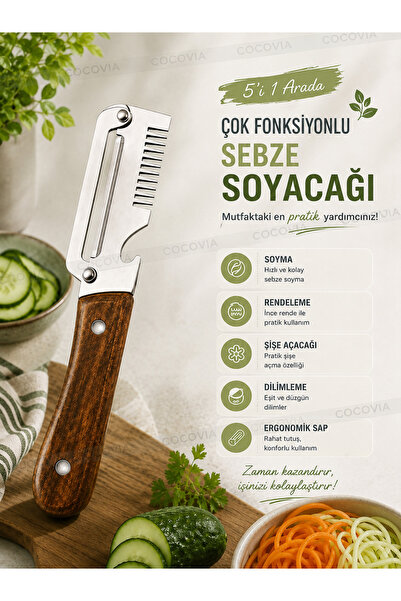 CocoVia Large Size 5 in 1 Peeler Multifunctional Peeler and Slicer - Vegetabl...