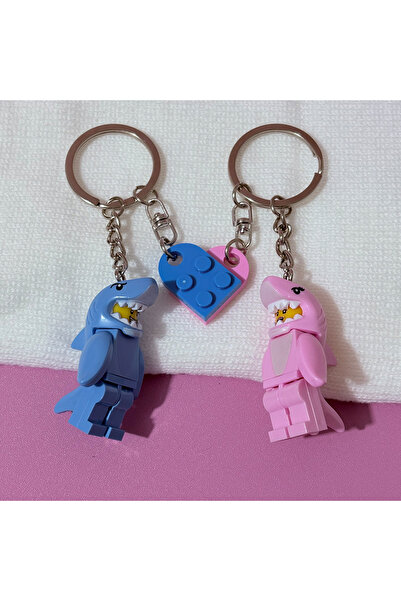 Choice 02 2pcs/set Cute Blue Pink Shark Handmade Beaded Magnetic Couple Keych...
