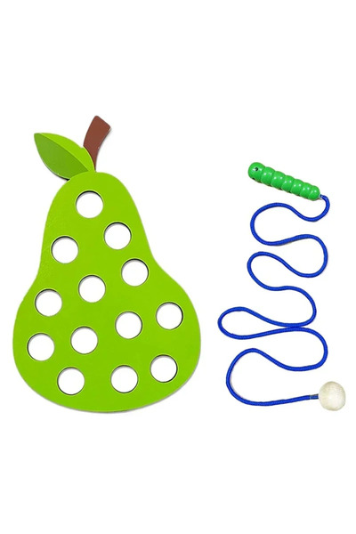 Choice5 Pear 1 set Wooden Lacing Toy Educational Fruits Threading Activity Pu...