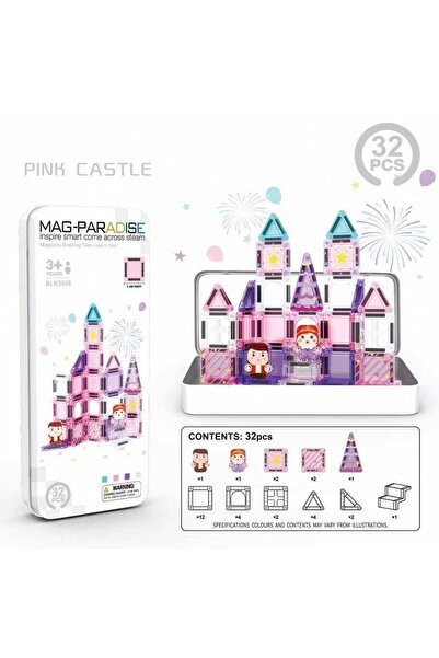 Choice Pink Castle 35Pcs Mini Magnetic Blocks Kids Educational Puzzle Toy Por...