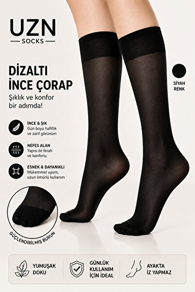 UZN SOCKS 5 чифта дамски черни тънки чорапогащи под коляното, 20 дение