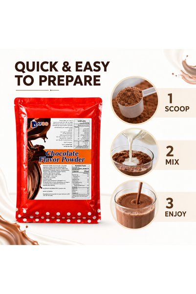 ayoo Chocolate Flavor Powder 1kg | Premium Chocolate Drink & Dessert Mix | Rich Cocoa Taste | For Milkshakes, Coffee, Bubble Tea, Ice Cream, Cakes & Baking