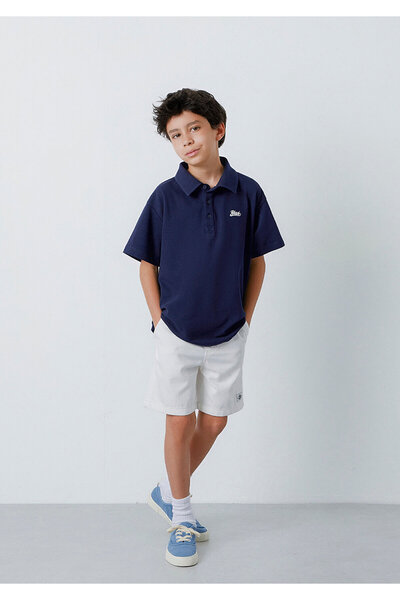 Mavi Embroidered Navy Blue Polo Neck T-Shirt Loose Fit / Comfortable Cut 6610...