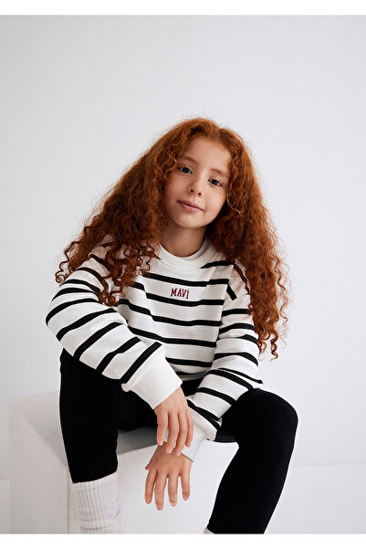 Mavi Schwarzes Sweatshirt mit Streifen und Logo-Aufdruck 7s10038-900
