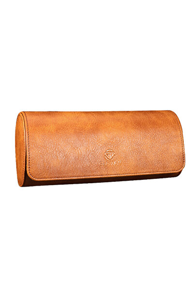 Choice Brown 3 Slots Roll Travel Case Portable Vintage PU Leather Watch Organ...