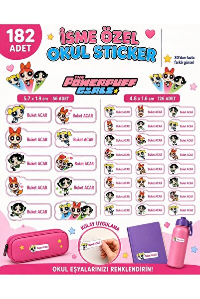 Buki'nin Atölyesi İsme Özel Okul Etiketi Kalem Defter Etiketi Sticker Kız Erk...