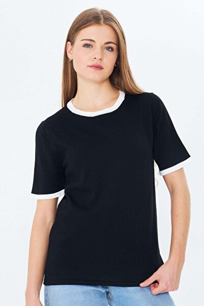Irmak Kerekli Women's Crew Neck Colorful Ribbed Short Sleeve Knitwear Blouse ...