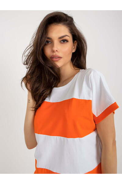Relevance Tricou basic portocaliu si alb