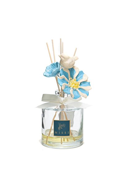 Missi Crystal Bloom Collection Azure-Parlak Sırlı Seramik Çiçekli Oda Kokusu-...