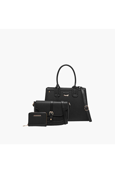 SASHA Textured Tote Bag with Crossbody Bag and Zip Around Wallet