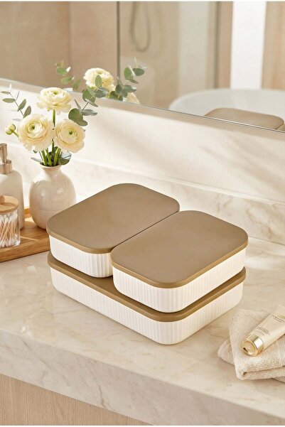 kuleliplastik Çok amaçlı organizer kapaklı kutu 3'lü Set 6.8 lt 3.2 lt 3.2 lt