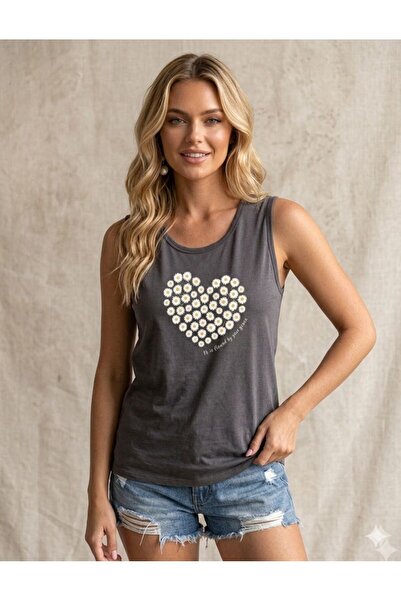FAVORİST Γυναικείο μπλουζάκι με στάμπα PAPATYA HEART (ανοιχτό στους ώμους) με...