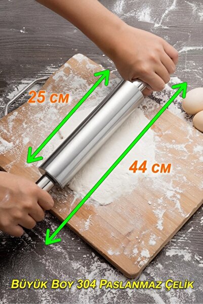 Neler Geldi Neler Büyük Boy Paslanmaz Çelik Merdane Ergonomik Döner Saplı Ham...