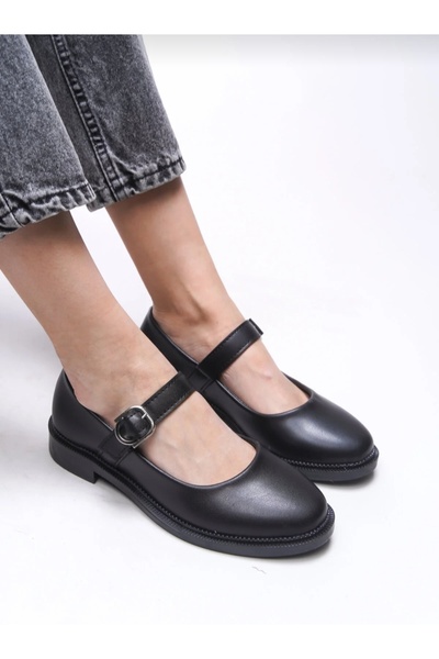 Generic Brand Women's Ballet Flats Black Stylish with Belt