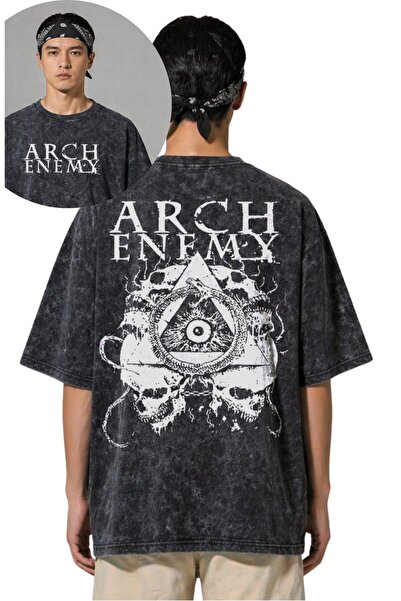 Fuddy Moda Tricou unisex cu imprimeu pe spate Arch Enemy, tricou vintage supr...