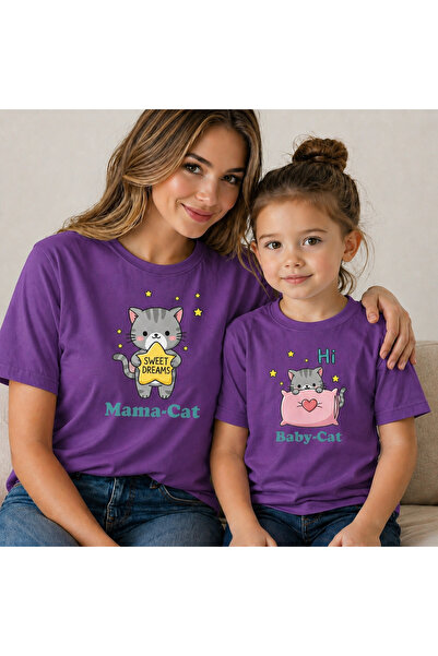 VODEXA Tricou supradimensionat cu imprimeu cu dinozauri drăguți pentru mamă ș...