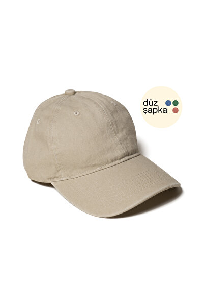 düz şapka studio Düz Şapka | Bej Yıkamalı Kep Şapka - Minimalist, Logosuz ve ...