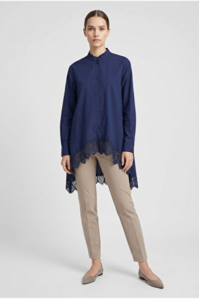 HANIQA Κομψό γυναικείο πουκάμισο με δαντελένια λεπτομέρεια